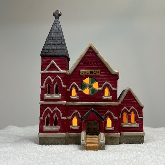 Holiday Traditions Porcelain Lighted Church from 1990s - Picture 5 of 9
